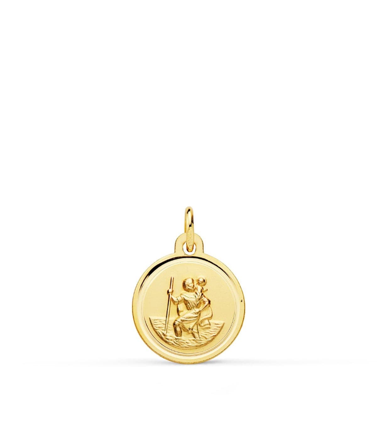 Medalla San Cristóbal Oro 18K 12mm Bisel