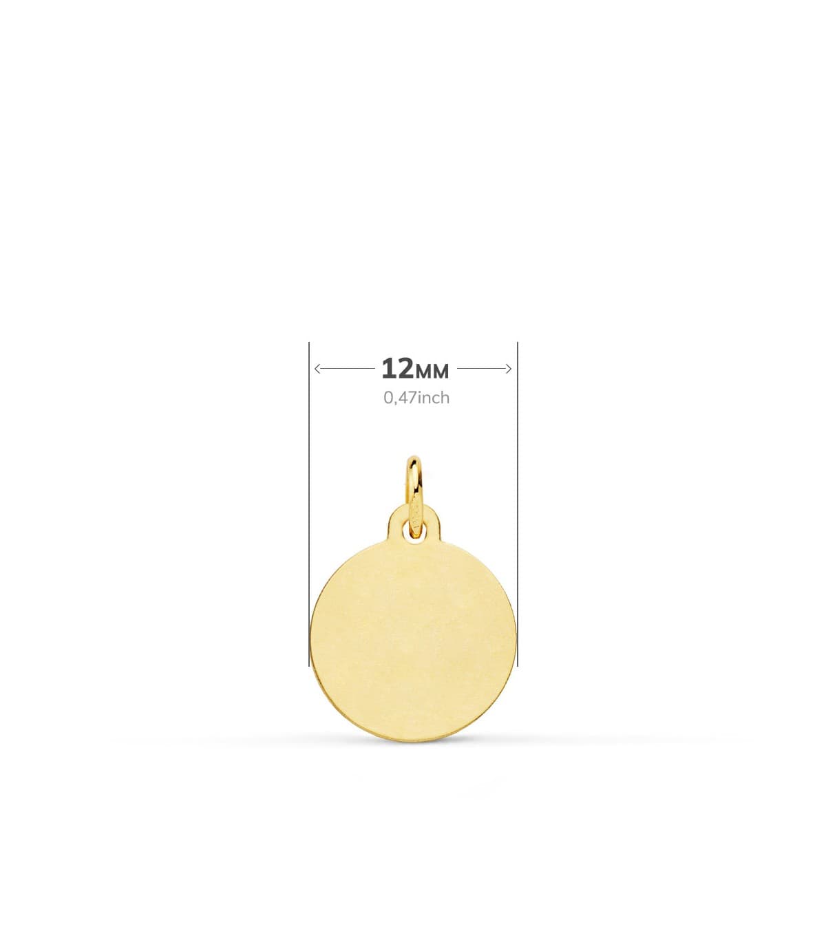 Retro della medaglia San Cristoforo Oro 18kt 12mm con incisione inclusa.