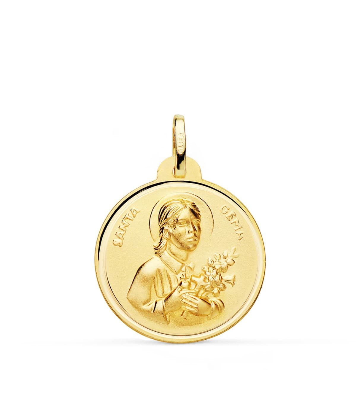 Medaglia Santa Gemma Galgani oro 18kt 22mm, ciondoli e gioielli religiosi