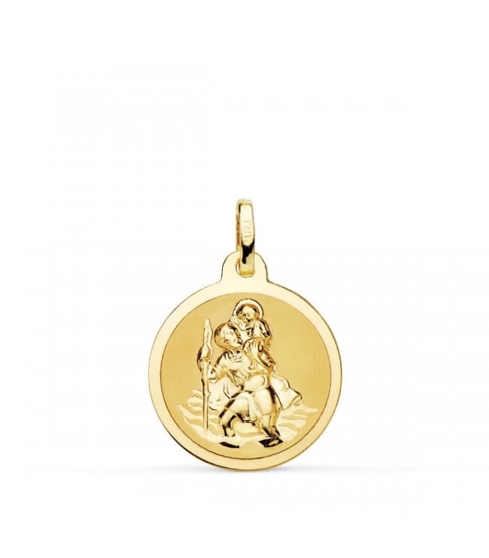 Medalla San Cristóbal Oro 18K 18mm Brillo