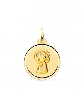 Medalla Virgen niña bisel 18 Ktes 20mm