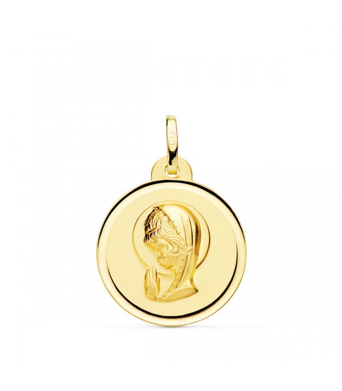 Medalla Virgen niña bisel 18Ktes 20mm