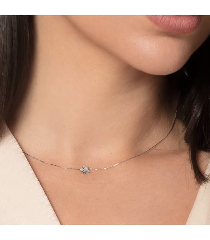 Collier étoile or blanc Bellanca 18 carats