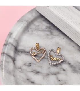 Ciondolo Love "Te quiero" oro bicolore 18kt zirconi - regali per San Valentino