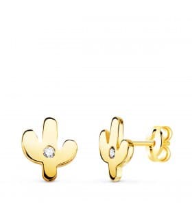 Pendientes pequeños Oro 18K Cactus