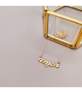 Gargantilla Mujer Oro amarillo 18K Frase "Amor"