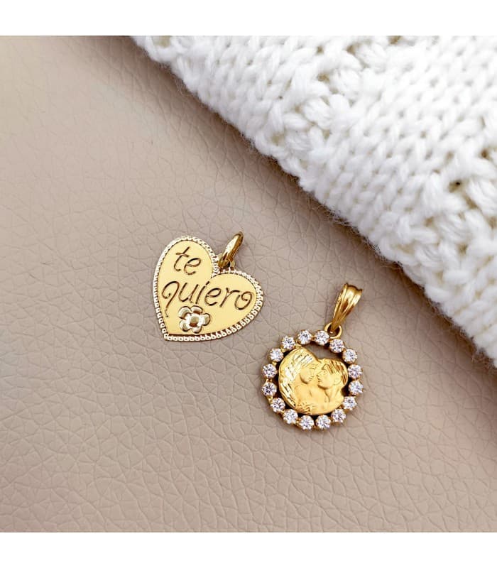 Ciondolo Cuore 18 Kt «Te quiero» (Ti amo) 15 mm