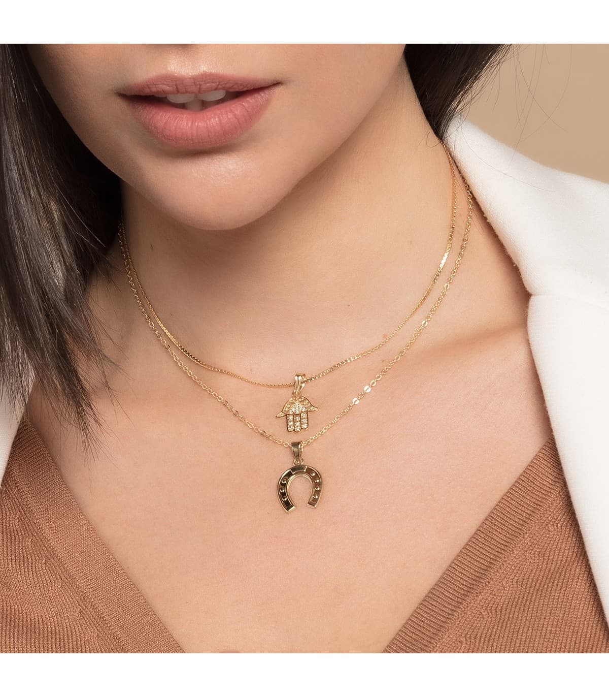 Ciondolo a ferro di cavallo oro giallo 18kt 20 mm, ciondolo portafortuna e talismano d'oro