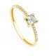 Anillo Loren Oro 18K Diamantes 0.070 Qts. Aguamarina