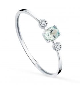 Anillo Bacall Oro Blanco 18K Aguamarina y Diamantes