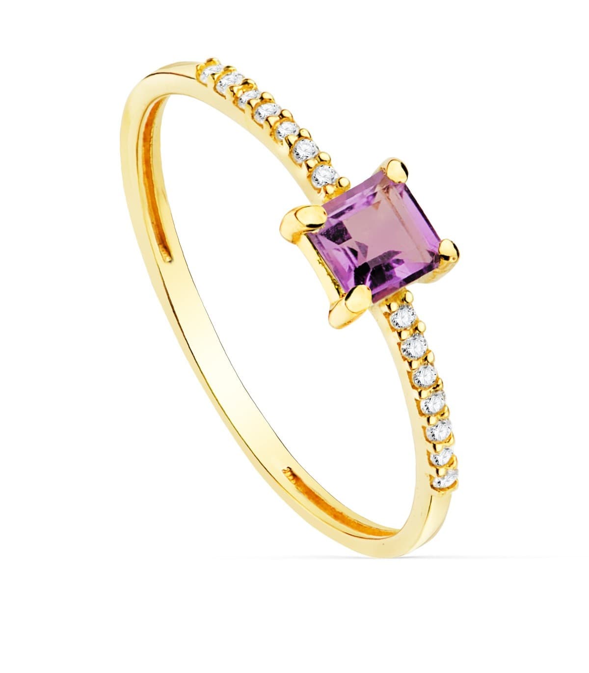 Anillo Loren Oro 18K Diamantes 0.070 Qts. Amatista