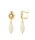 Pendientes oro 18k cubana piedra blanca 30mm