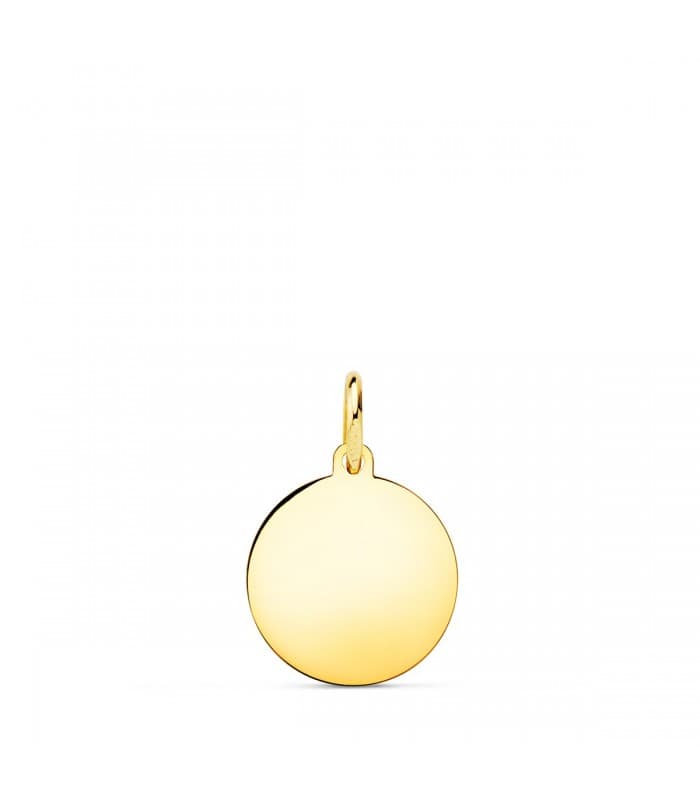 Médaille ronde Or 18K 12 mm pour graver initiales - Bijoux femme.