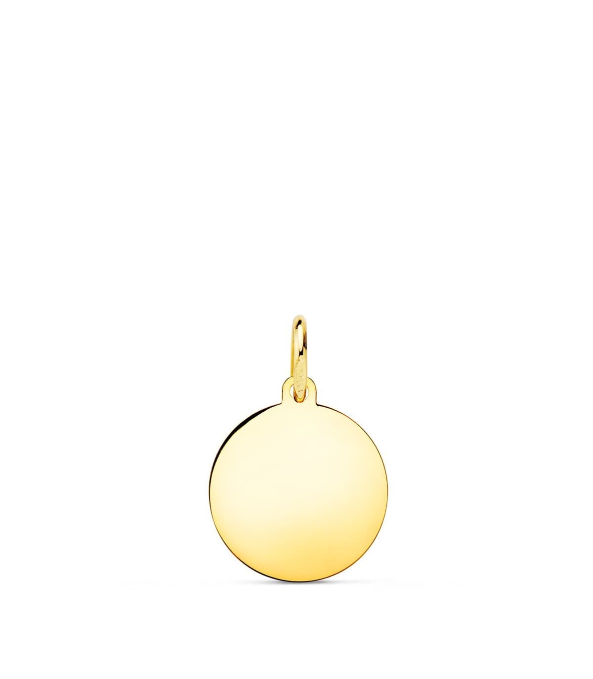 Médaille ronde Or 18K 12 mm pour graver initiales - Bijoux femme.