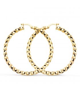 Pendientes Aros Gallonados Oro 9K 36 mm