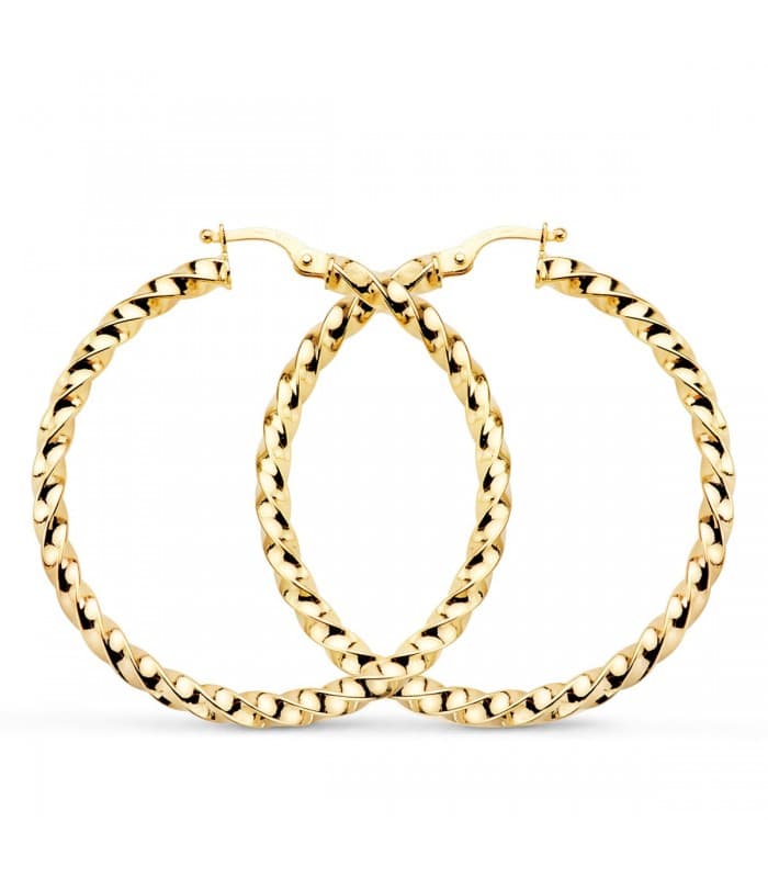 Pendientes Aros Gallonados Oro 9K 36 mm