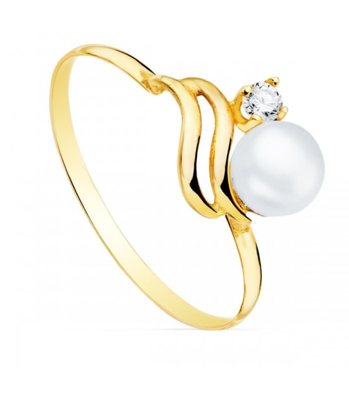 Juego de Comunión Oro Bicolor 18K Bandas Perla - conjunto de comunion