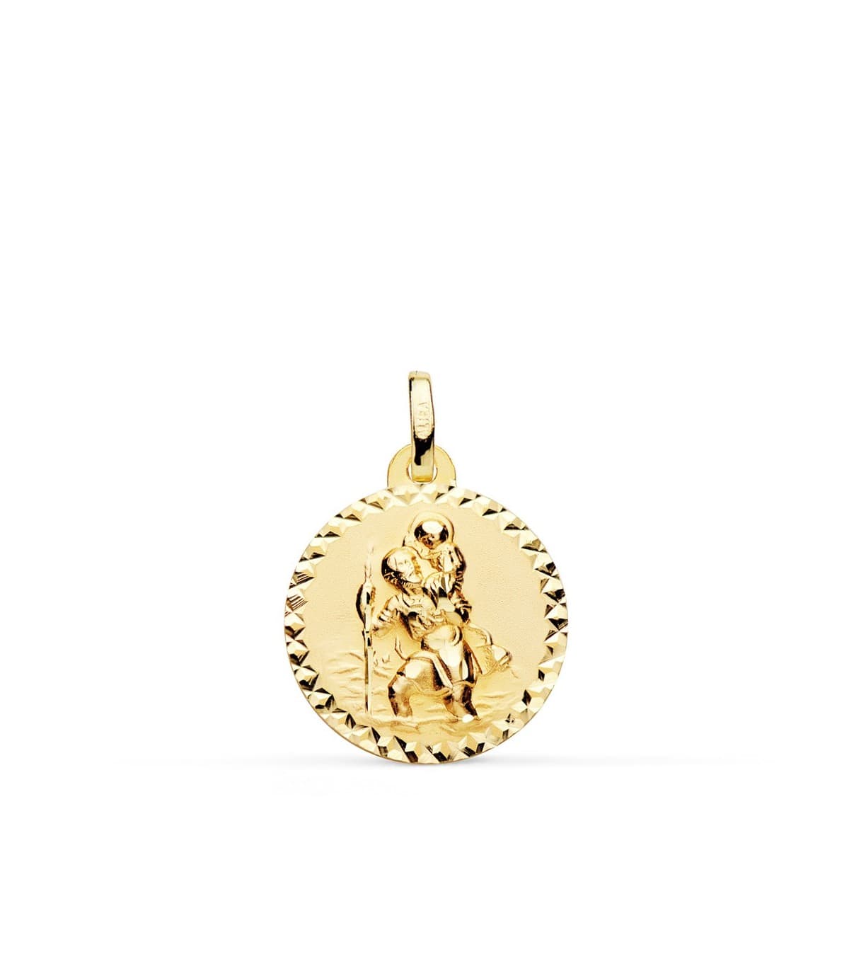 Medaglia San Cristoforo oro 18kt 18mm diamantata