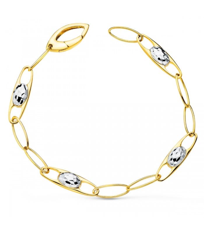 Pulsera Mujer Oro Bicolor 18K Motivos tallados