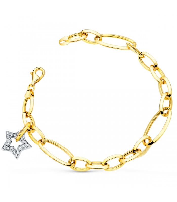 Pulsera Mujer Oro Bicolor 18K Estrella