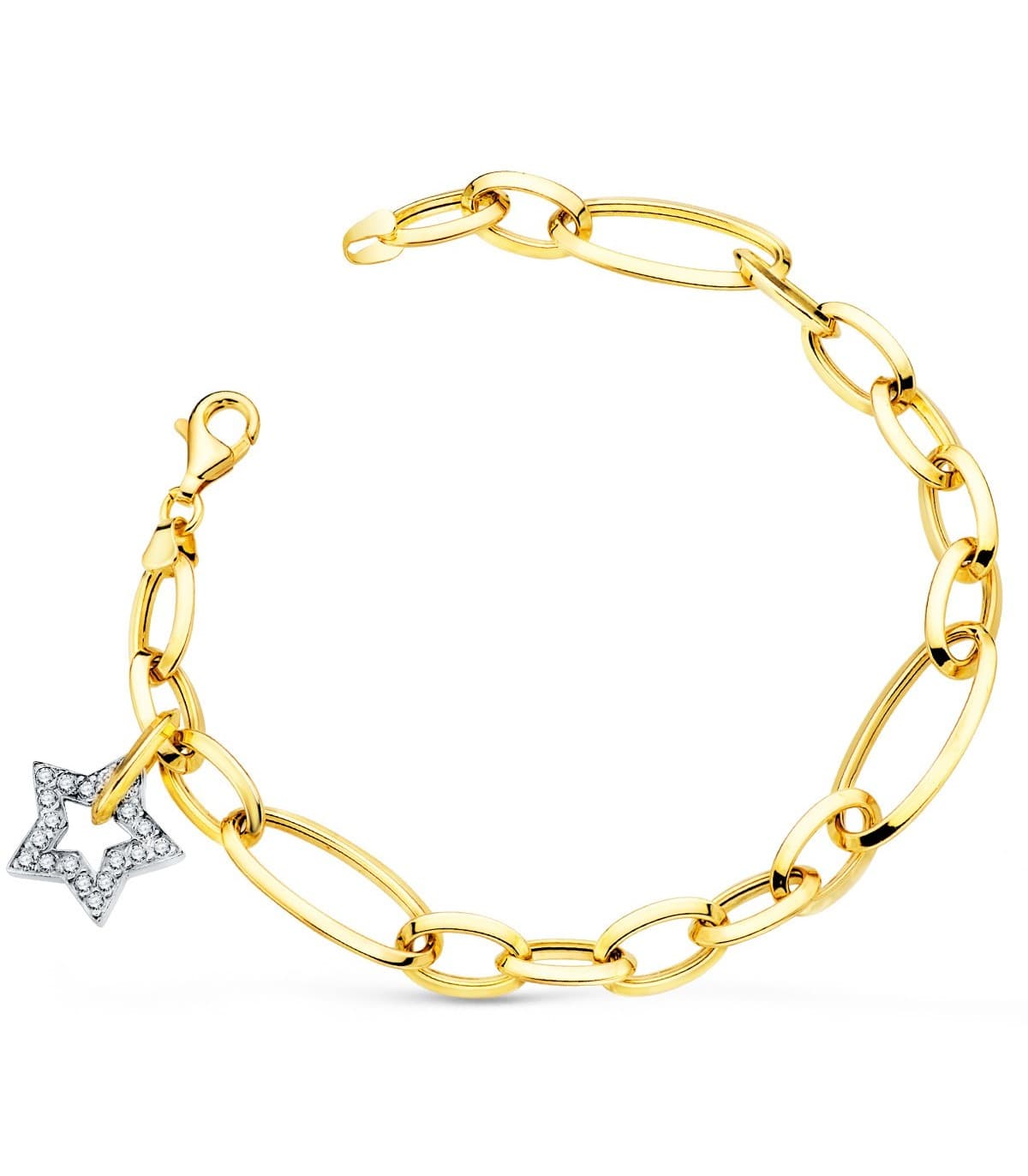 Pulsera Mujer Oro Bicolor 18K Estrella