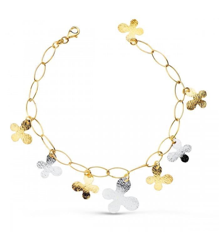 Pulsera de oro bicolor 18K Mariposas