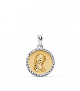 Medalla Virgen Niña oro bicolor 18K