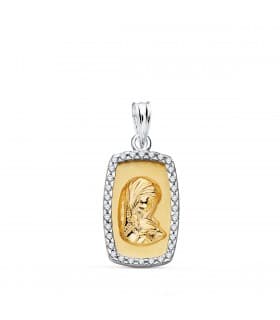 Medalla Virgen Niña oro bicolor 18K Cerco