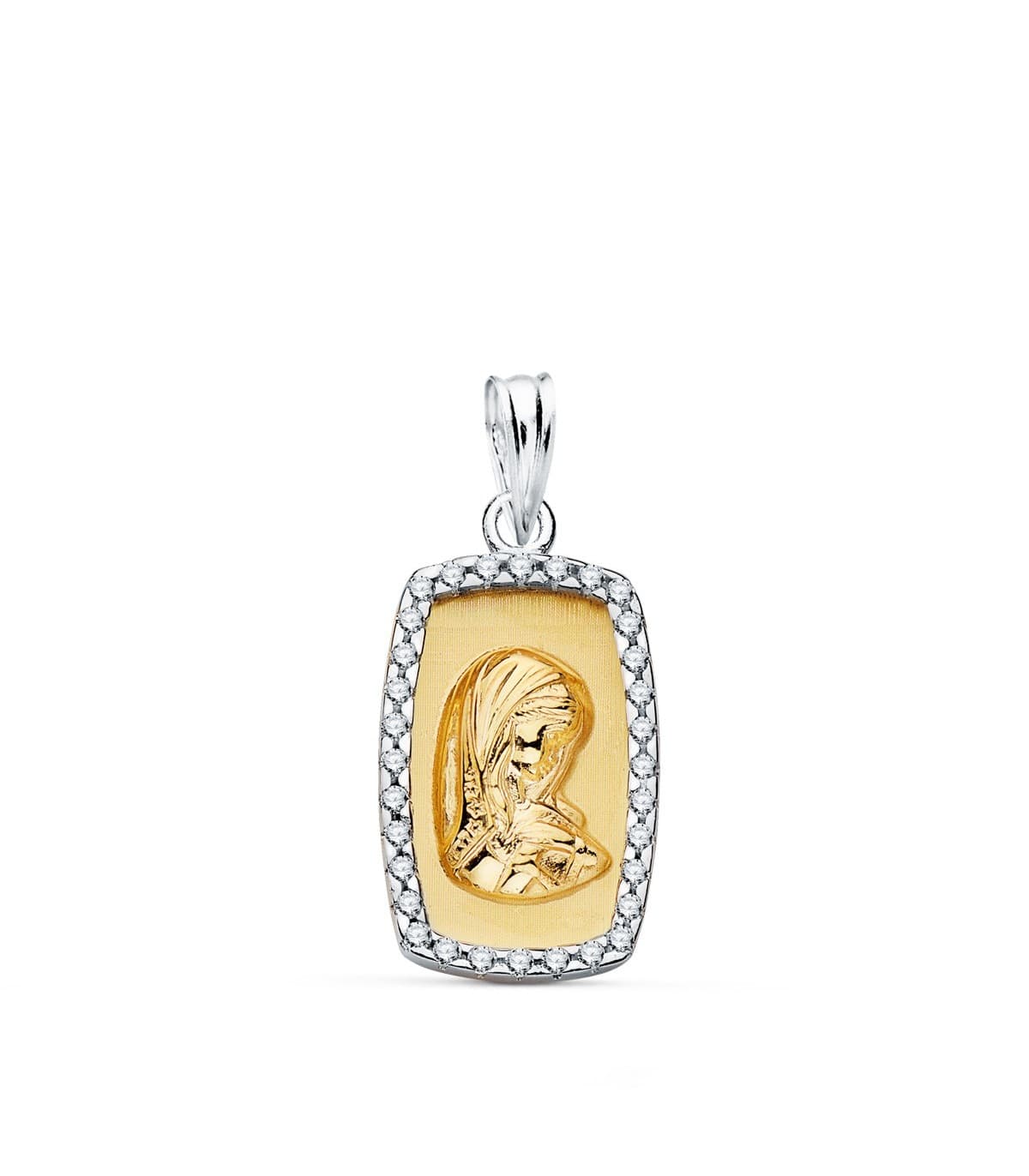 Medalla Virgen Niña oro bicolor 18K Cerco