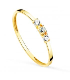 Anello in oro con topazio blu taglio e zirconi, anello con pietre preziose - Modello Always