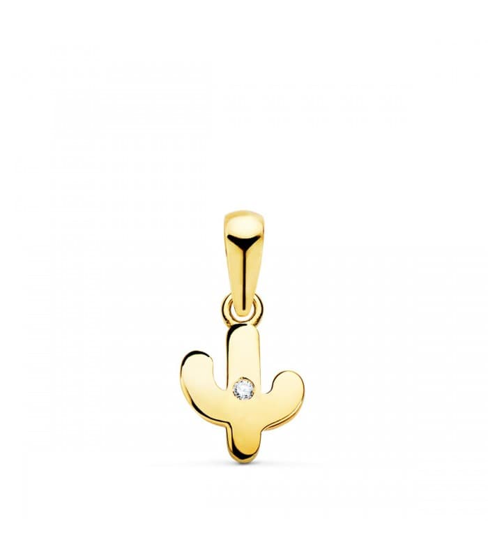 Kleiner Kaktus-Anhänger aus 18 Karat Gold – Damenschmuck, moderner Anhänger
