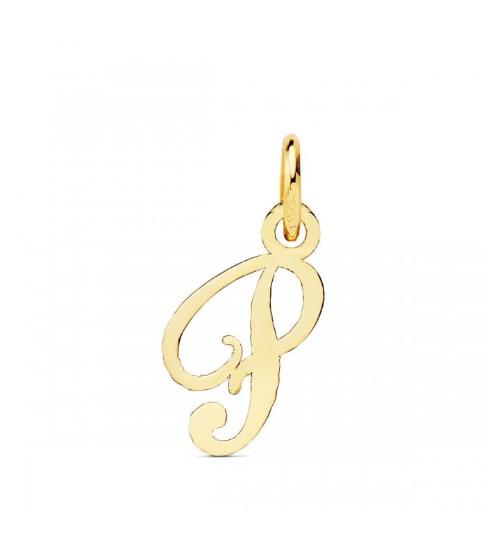Pendentif initiale P or jaune 18k