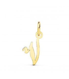 Pendentif initiale V or jaune 18k