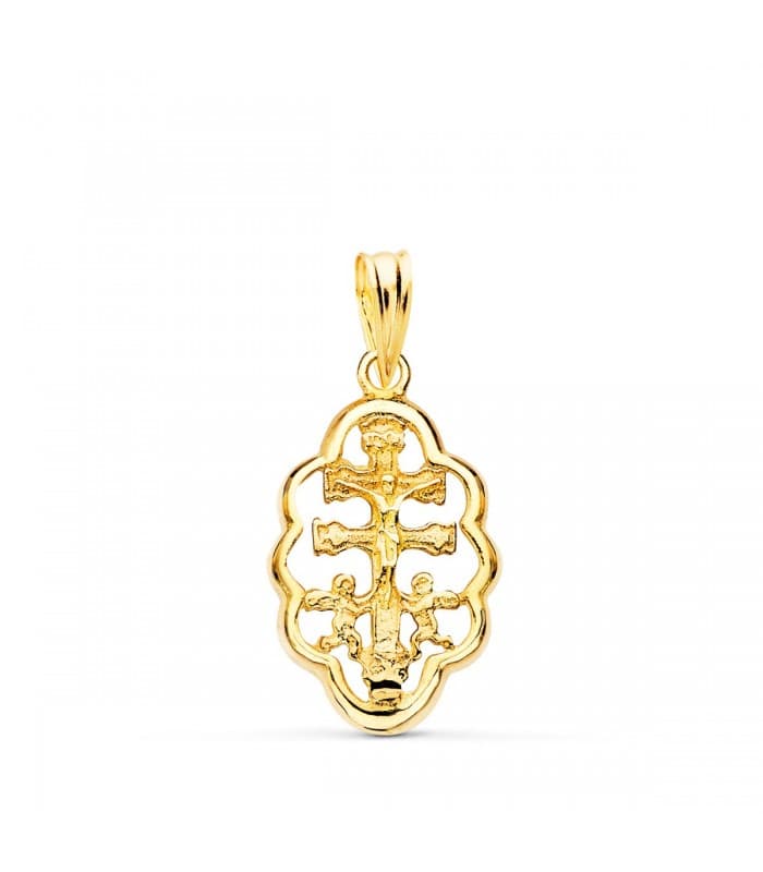 Colgante Cruz Caravaca Oro 18K 18 mm Cerco