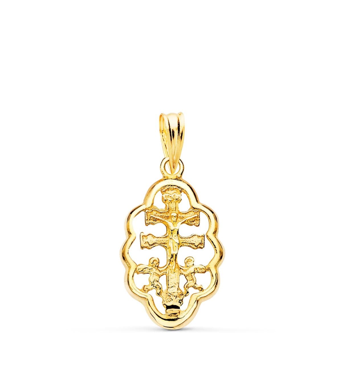 Kreuz von Caravaca aus 750er Gelbgold (18 Karat) - Krankheiten Schutzsymbol 18 mm