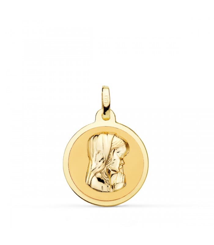 Médaille 18k 18mm Vierge en prière Brillante