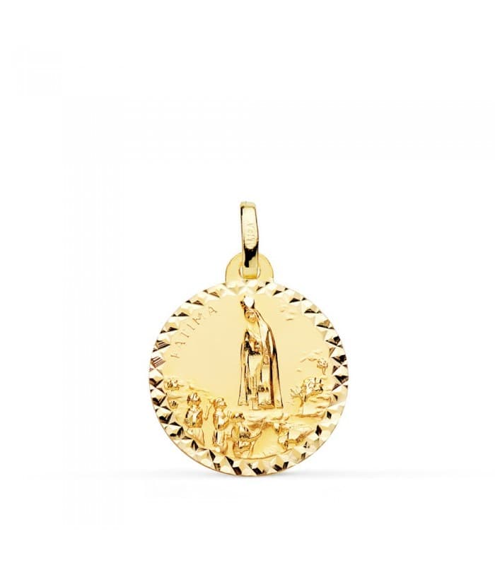Medaglia Madonna di Fatima Oro 18kt 18mm diamantata