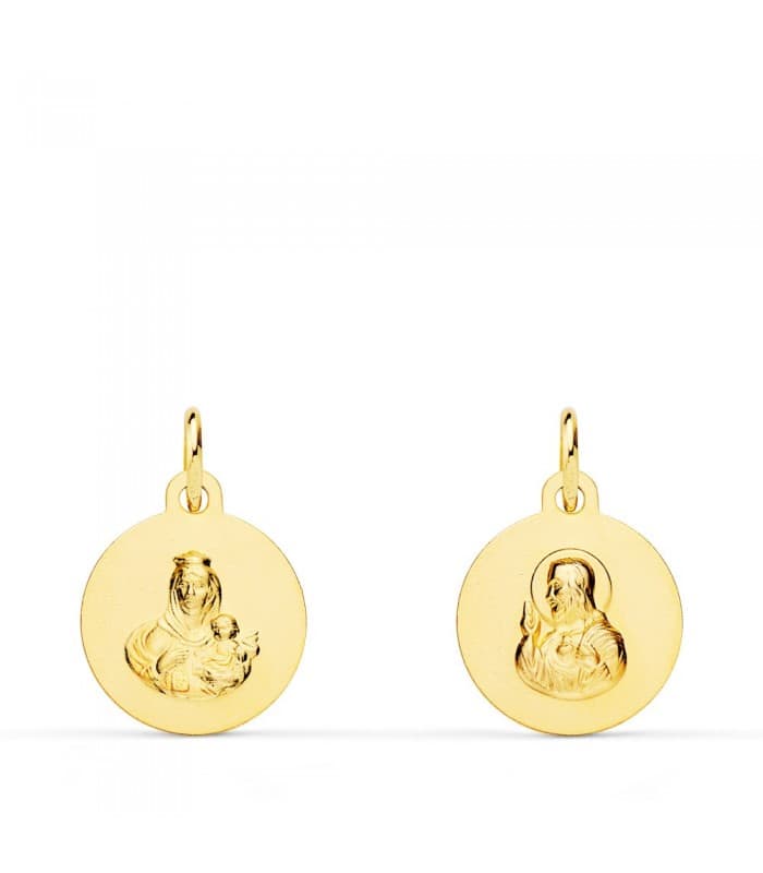 Escapulario V. Carmen y C. Jesús Oro 18K 12 MM