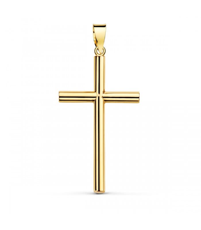 Croce in oro giallo 18 Kt 29 mm - Ciondolo battesimo e comunione per bambini