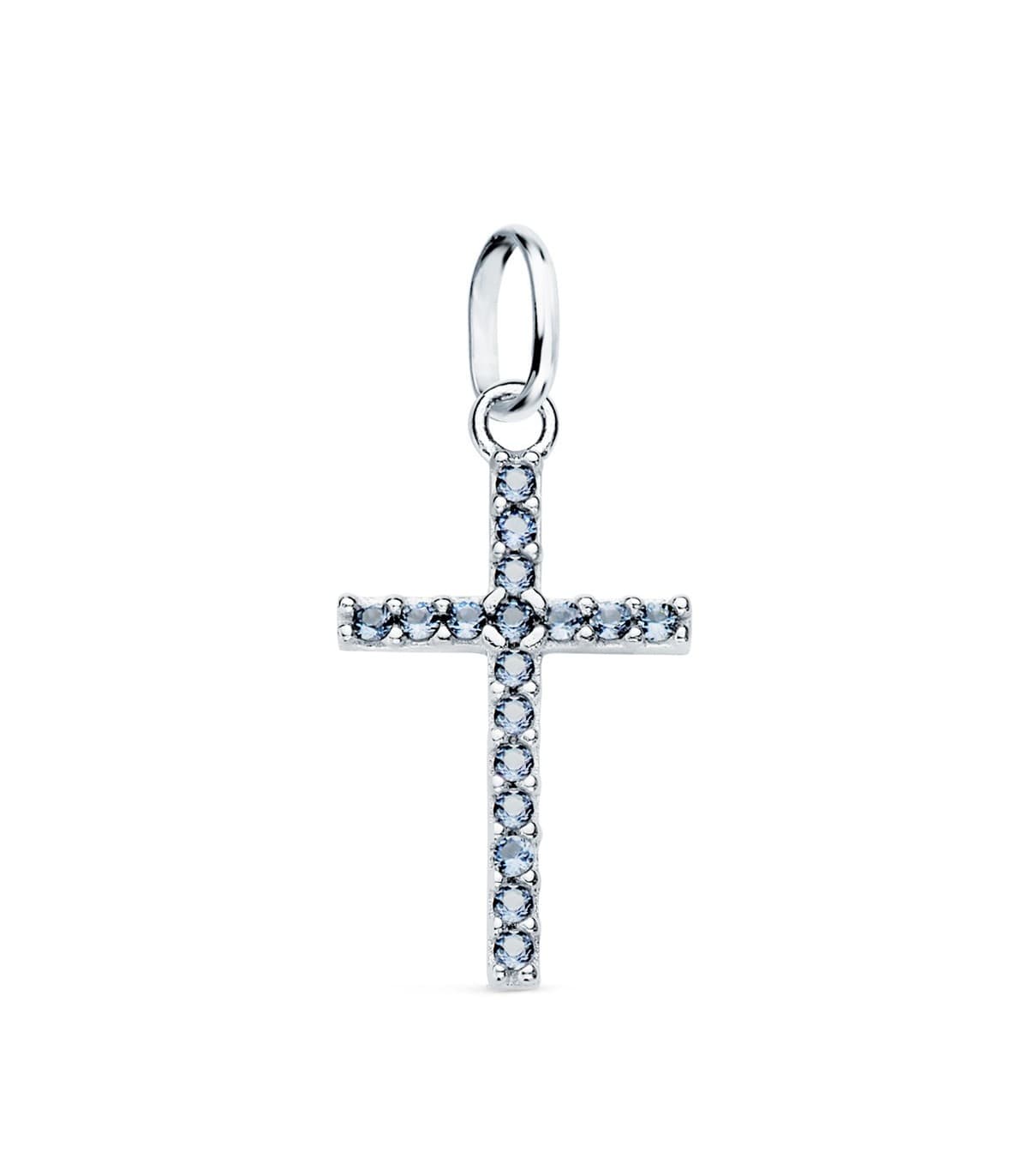 Colgante Cruz Oro Blanco 18k Ocean