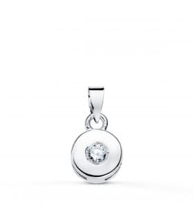 Colgante Chatón Diamante 0.050 Qtes. oro blanco 18K. Colgante de mujer con diamante. Colgante oro blanco.