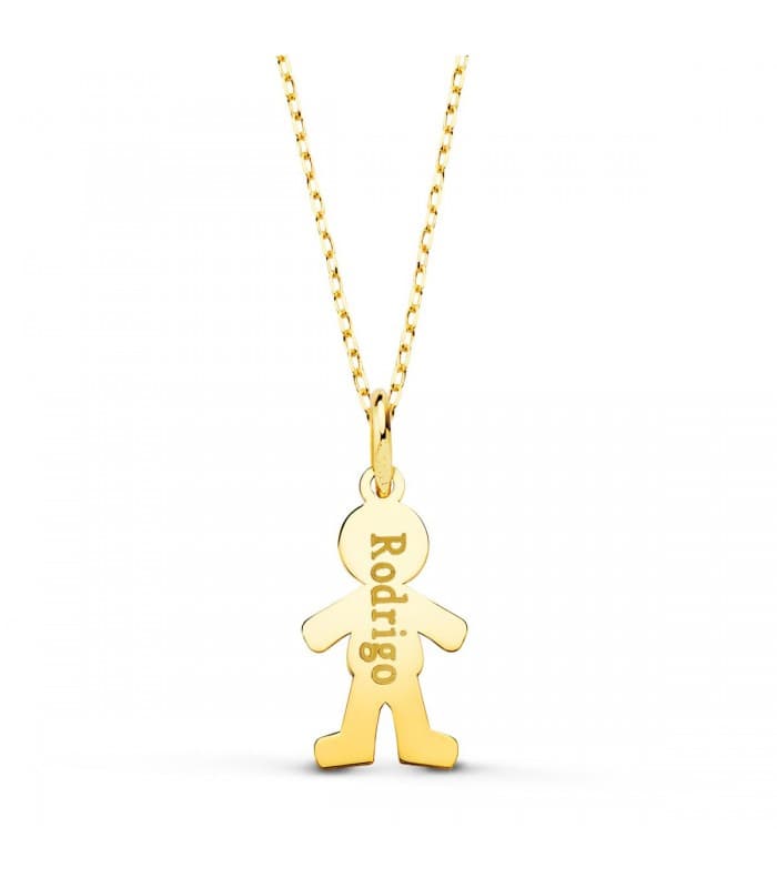 Collar personalizado silueta niño Oro 18K colgante mama, regalos para el dia de la madre