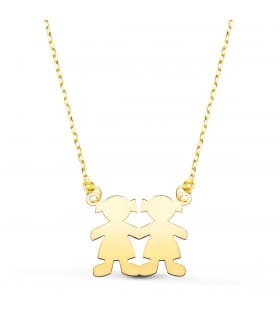 Collier personnalisable silhouette filles Or 18K