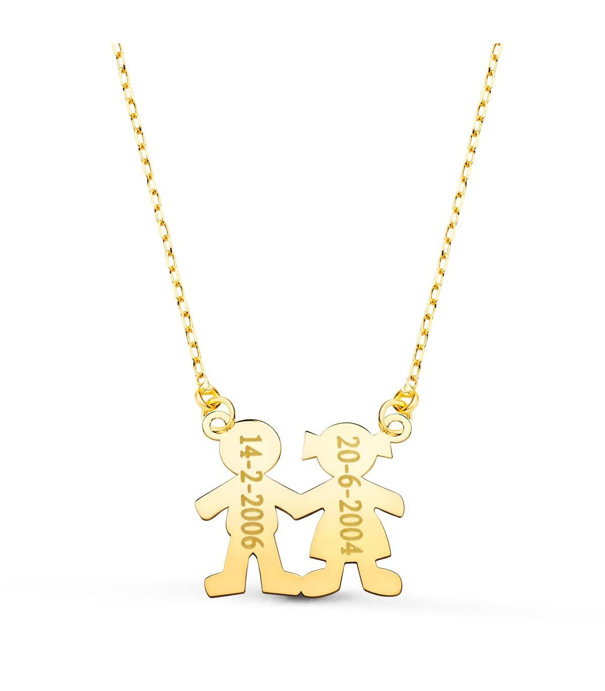 Collar personalizado silueta niño y niña Oro 18K colgante mama, regalos para el dia de la madre
