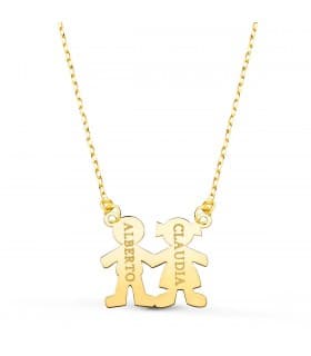 Collier personnalisable silhouette garçon et fille Or 18K