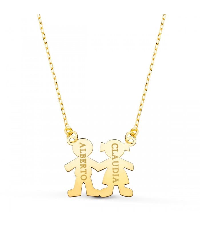 Collier personnalisable silhouette garçon et fille Or 18K