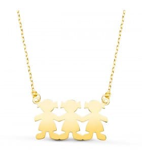 Collier personnalisable silhouette 3 filles Or 18K