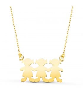 Collier personnalisable silhouette 3 filles Or 18K