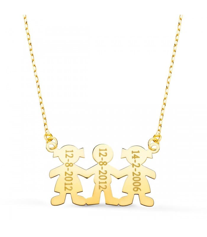 Collier personnalisable silhouette filles et garçon Or 18K