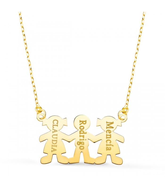 Collar personalizado silueta niños niñas Oro 18K colgante día de la made joyas mama collar con nombre